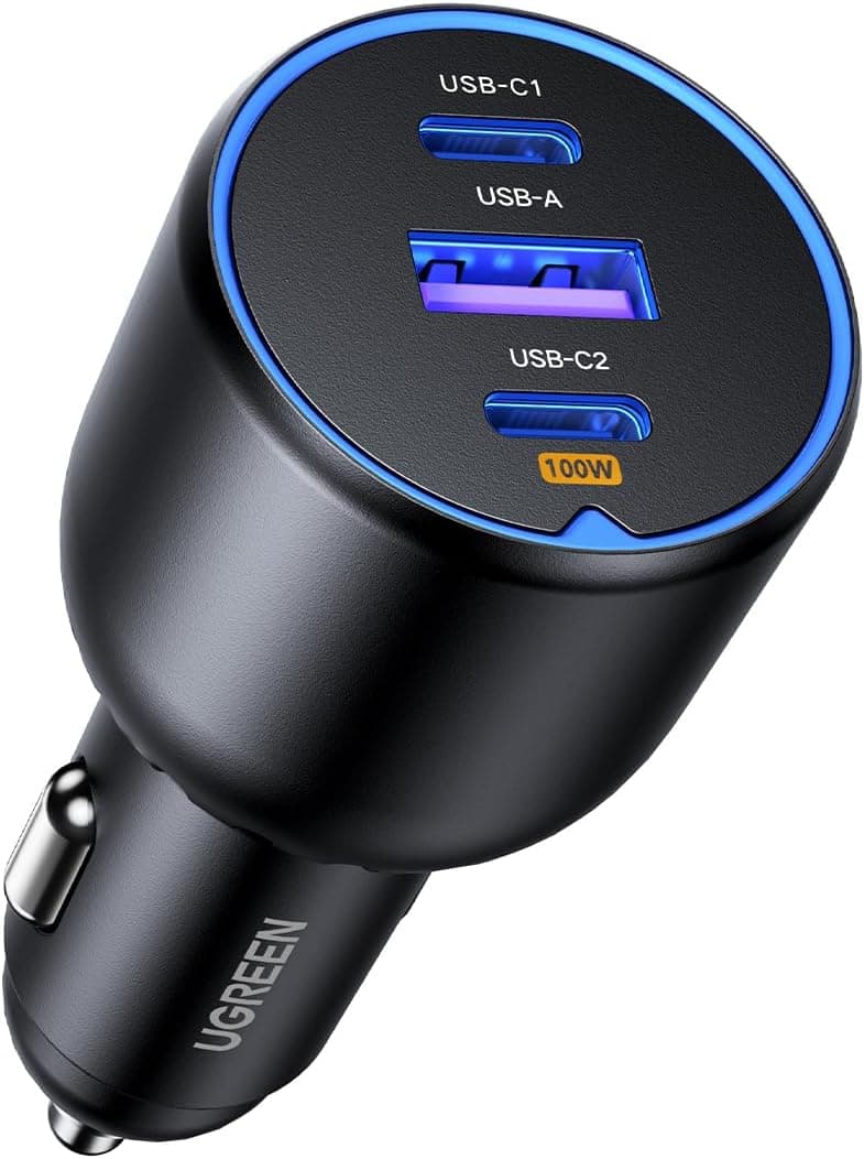 يوغرين شاحن سيارة 130 واط بثلاثة منافذ USB-C