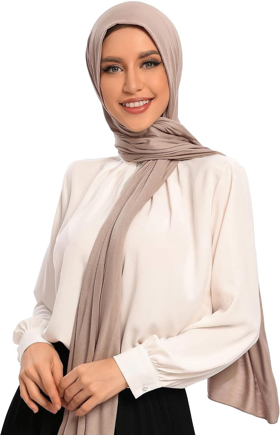 حجاب جيرسيه هايبيه الفاخر 70×28 بوصة (رملي)